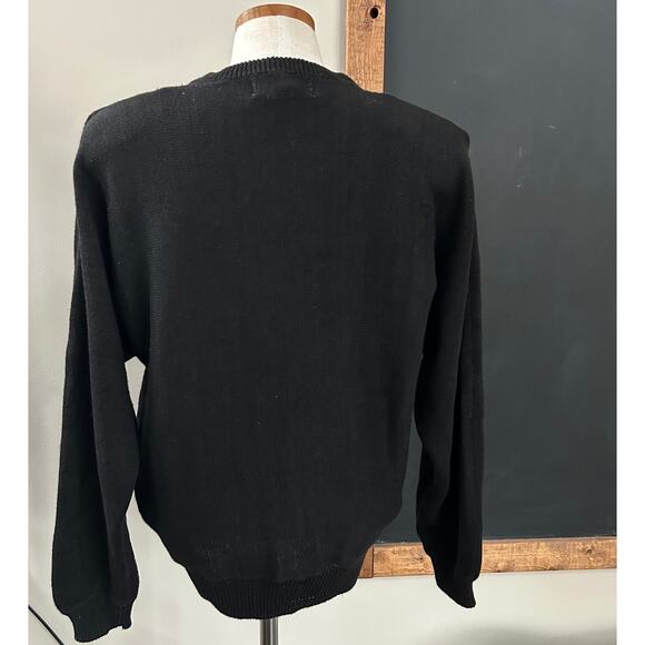 Vintage Christine Gerard Black Sequin Beaded Sweater M 80s Glam Party Dolman - Picture 9 of 11